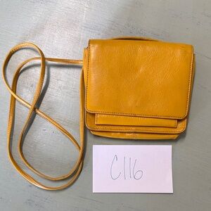 Yellow HOBO Leather Crossbody Bag